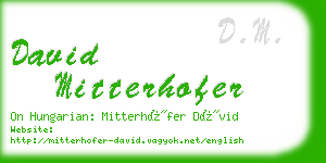 david mitterhofer business card